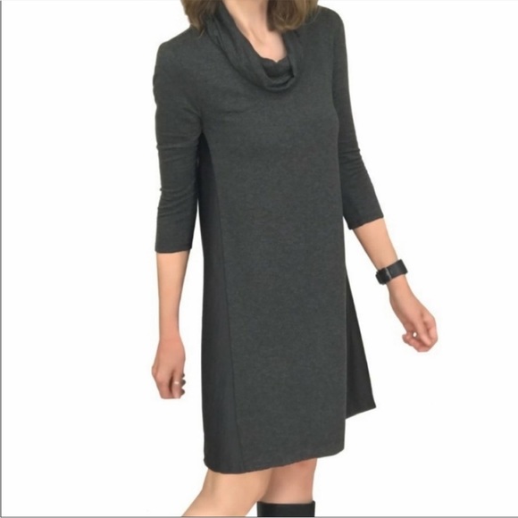 Anthropologie Dresses & Skirts - Saturday Sunday By Anthropologie Grey Cowl Neck Mixed Media Jersey Dress